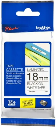 Cassette ruban Brother TZe-241 18mm×8m, blanc-noir 