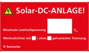 Autocollant rouge «Solar-DC-INSTALLATION!» allemand 