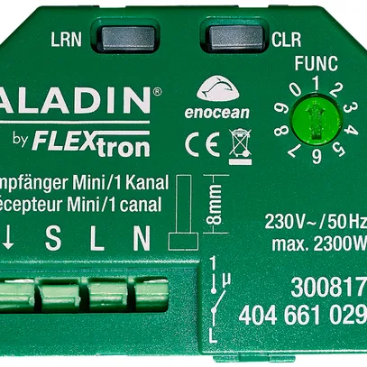 Attuatore-commutatore RF INS ALADIN Mini 1-canale ingresso p.pulsante 230V/2300W 