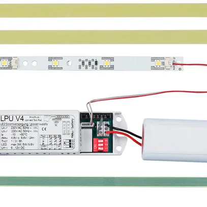 Kit di conversione LED AWAG, per fluo 8W FL, con batteria singola, 3W 3h AT 
