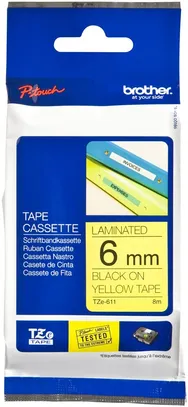 Schriftbandkassette Brother TZe 6mm×8m, gelb-schwarz 