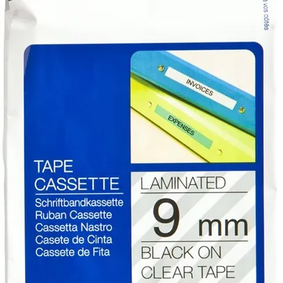 Schriftbandkassette Brother TZe-121 9mm×8m, transparent-schwarz 
