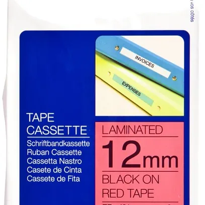 Schriftbandkassette Brother TZe 12mm×8m, rot-schwarz 