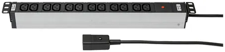 Steckdosenleiste STEBA ALU MODULAR 19" 1HE 12×C13, mit Kabel 3m C14, 10A schwarz 