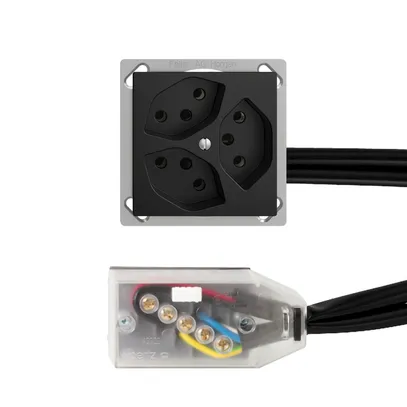 Prise INC EDIZIOdue 3×T13 L2 noir pour câble plat Technofil 