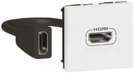 HDMI-Steckdose MOS vorkonfektioniert 2 Module weiss 