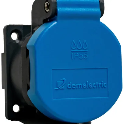 EB-Steckdose T13 DEM IP55 10A 230V mit Dichtung IK07 anthrazit/Deckel blau 