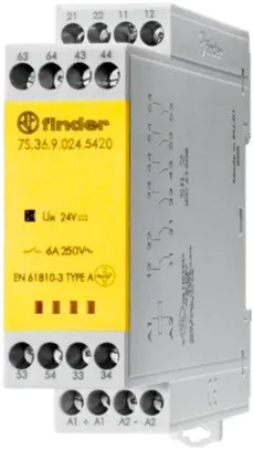 Relaismodul Finder mit zwangsgeführten Kontakten, 4 S und 2 Ö, 6A, 24VDC 