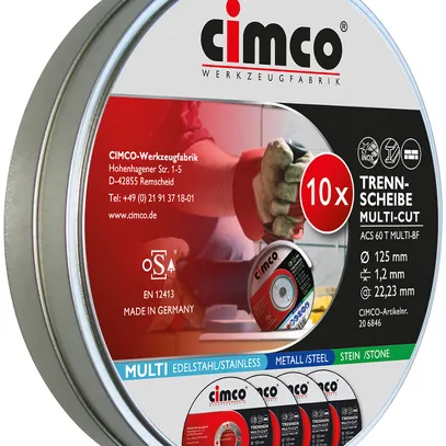 Set di dischi da taglio CIMCO MULTI-CUT 10 pezzi in barattola Ø125×1.2mm 