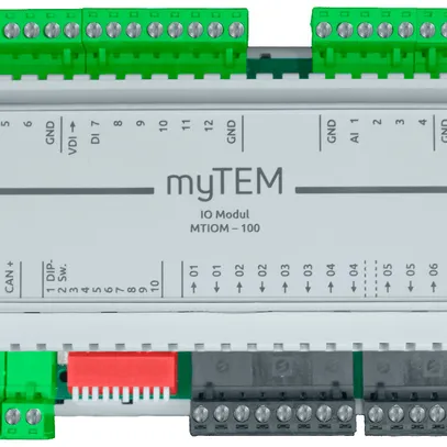 I/O-Modul AMD myTEM MTIOM-100 24VDC 4×A/DI 12×DI 4×AO 8×DO CAN 