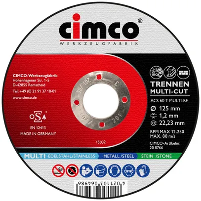 Disco da taglio CIMCO MULTI-CUT Ø125mm spessore 1.2mm 