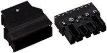 Stecker WAGO 5L 0.5…4mm² schwarz mit Zugentlastungsgehäuse 